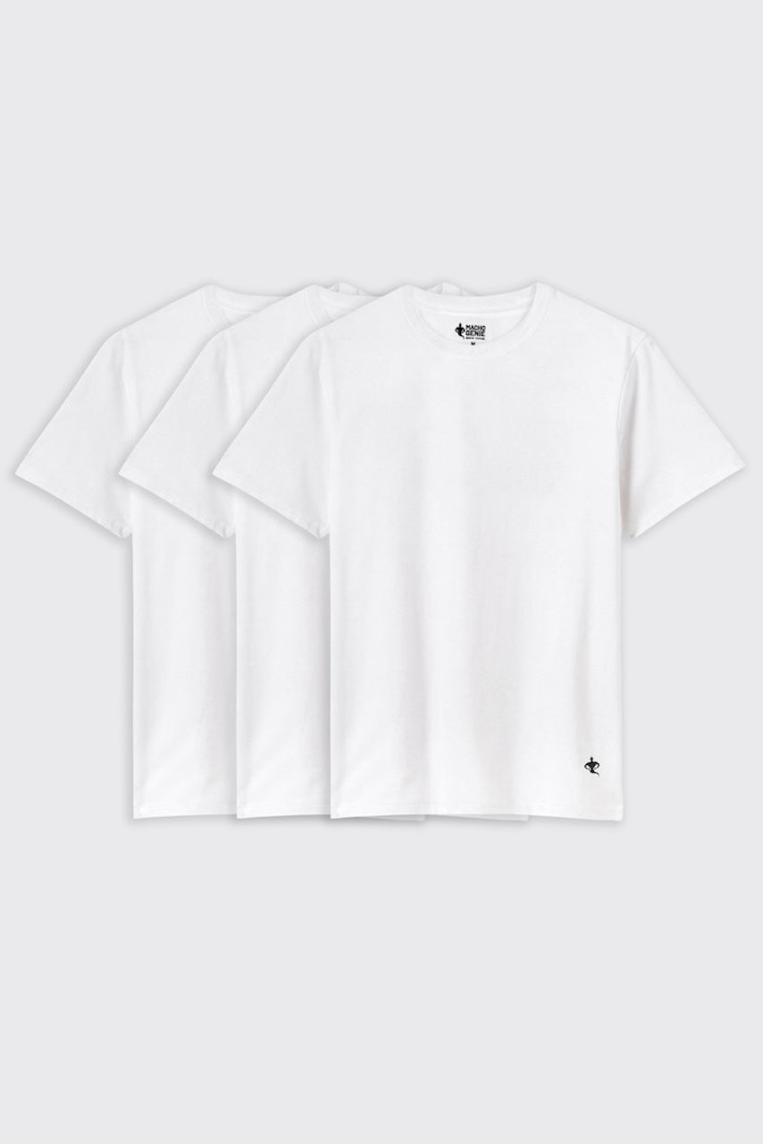 Men's Essentials - AeroCot Round Neck Undershirt - 3-Pack - White