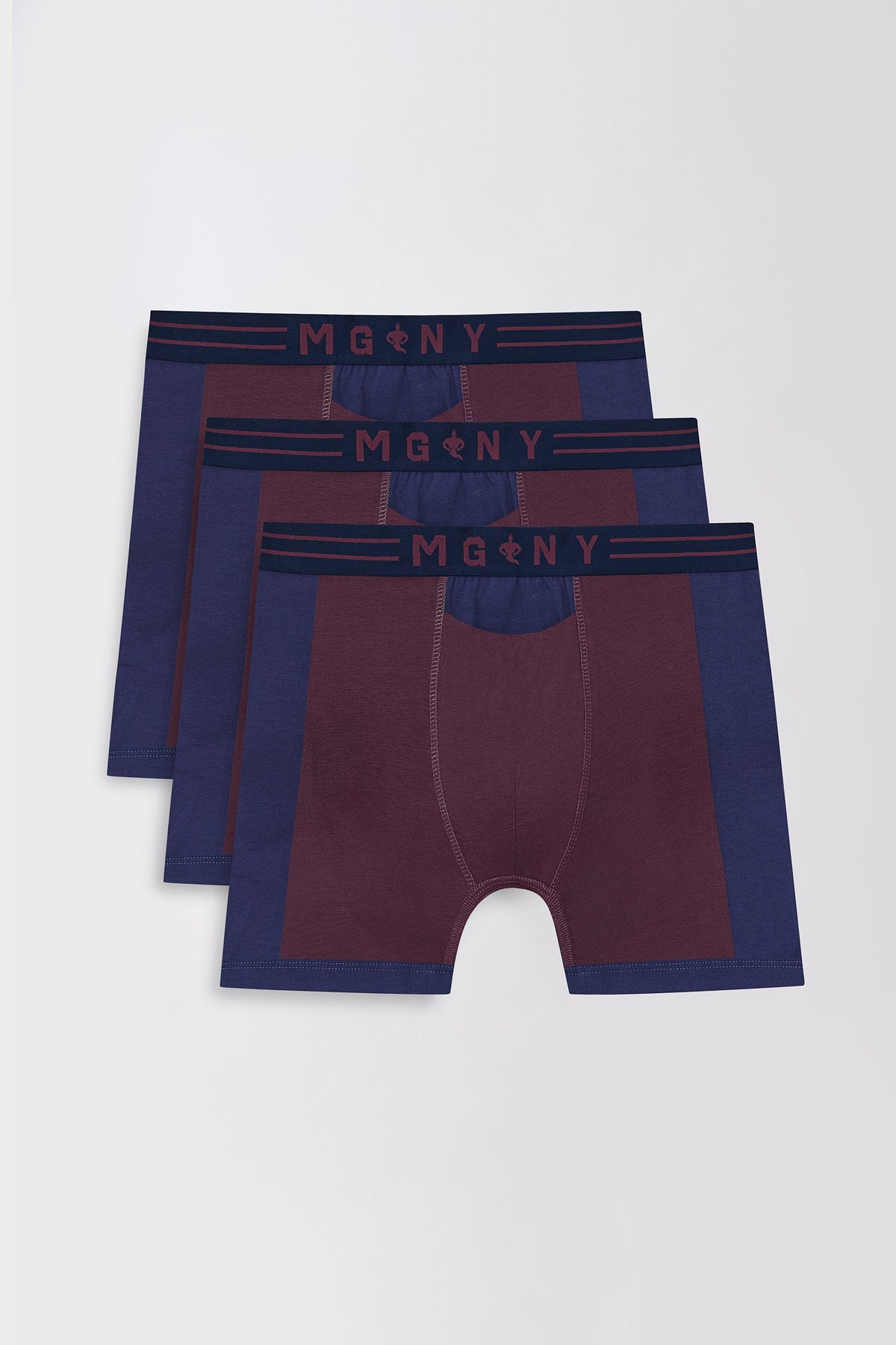 Men's Essentials - BreatheZone DualTone Cotton Spun Boxer Briefs - 3-Pack - Dusky Maroon