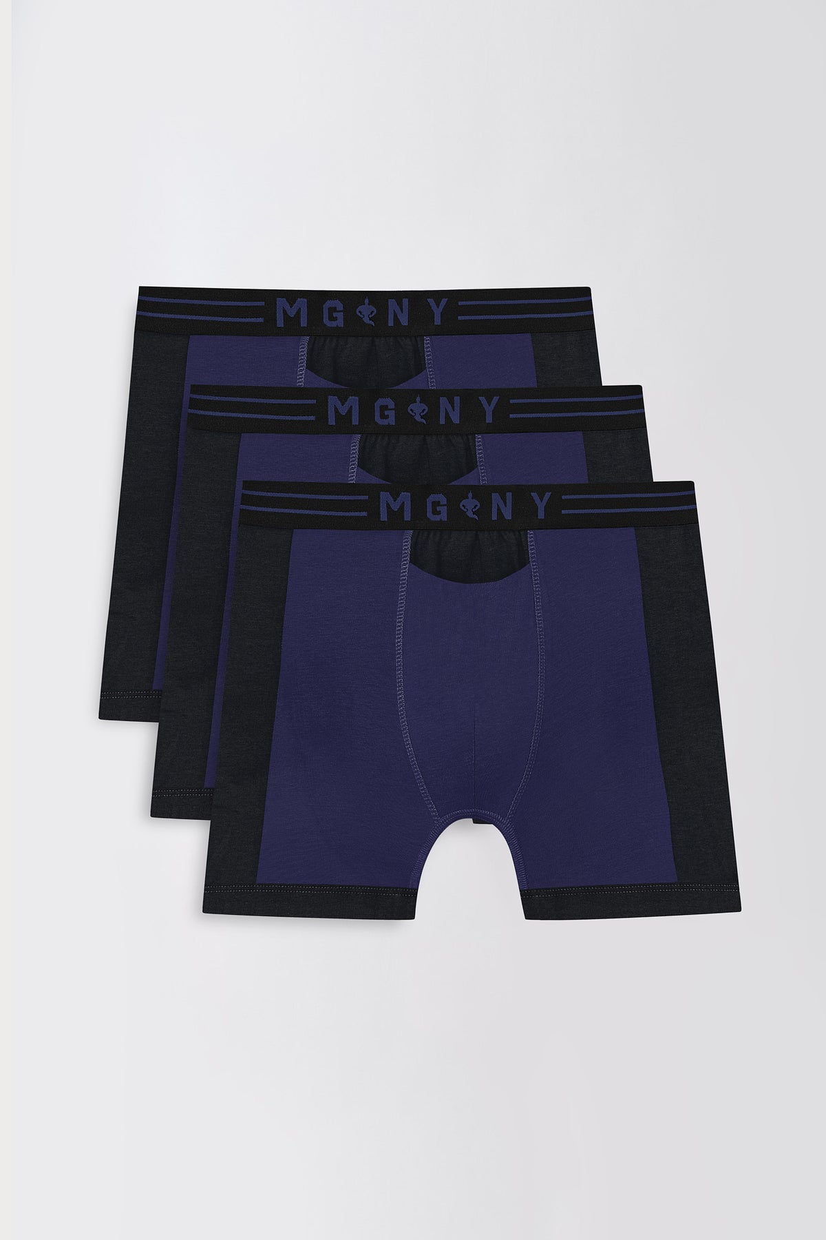 Men's Essentials - BreatheZone DualTone Cotton Spun Boxer Briefs - 3-Pack - Navy Eclipse