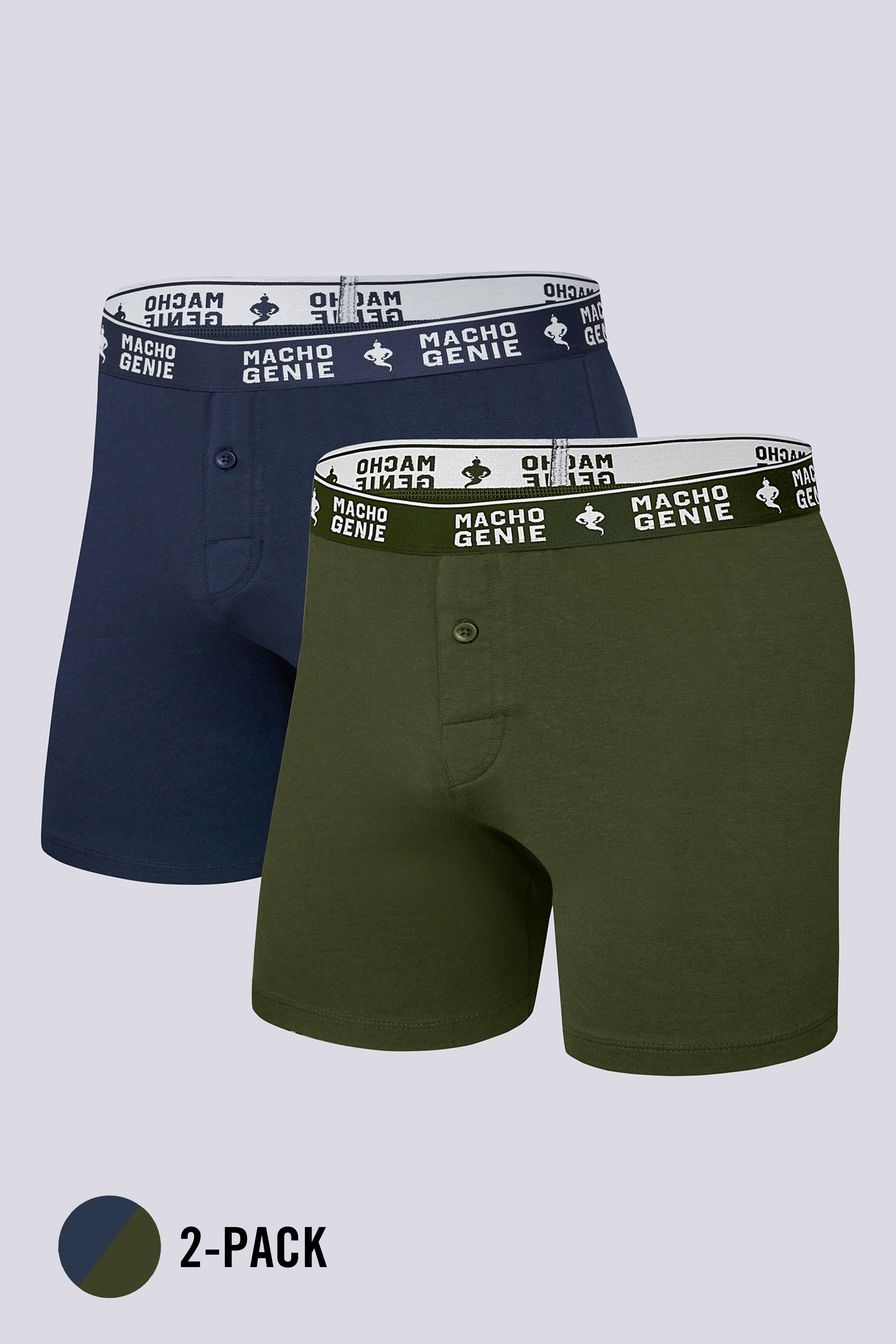 Men's Essentials - Timeless Comfort Classic Boxers - 2-Pack - Military Green and Brooklyn Blue