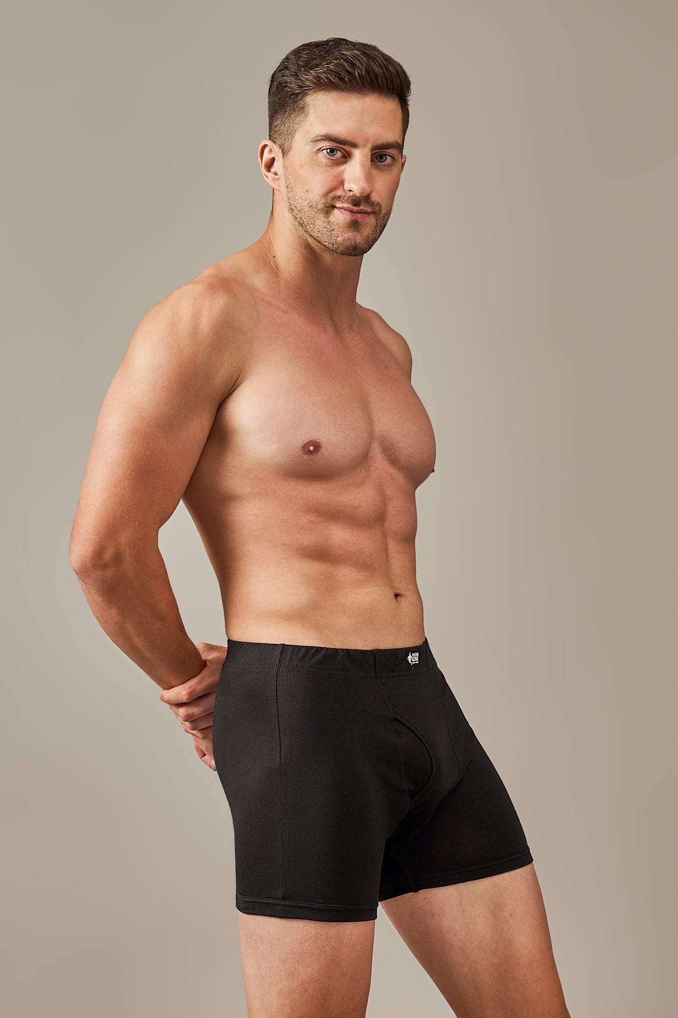 Macho Genie 100% cotton Eclipse Black trunks from the All-Day Bliss collection, featuring a functional fly, slim fit, and soft breathable fabric for practical everyday comfort.
