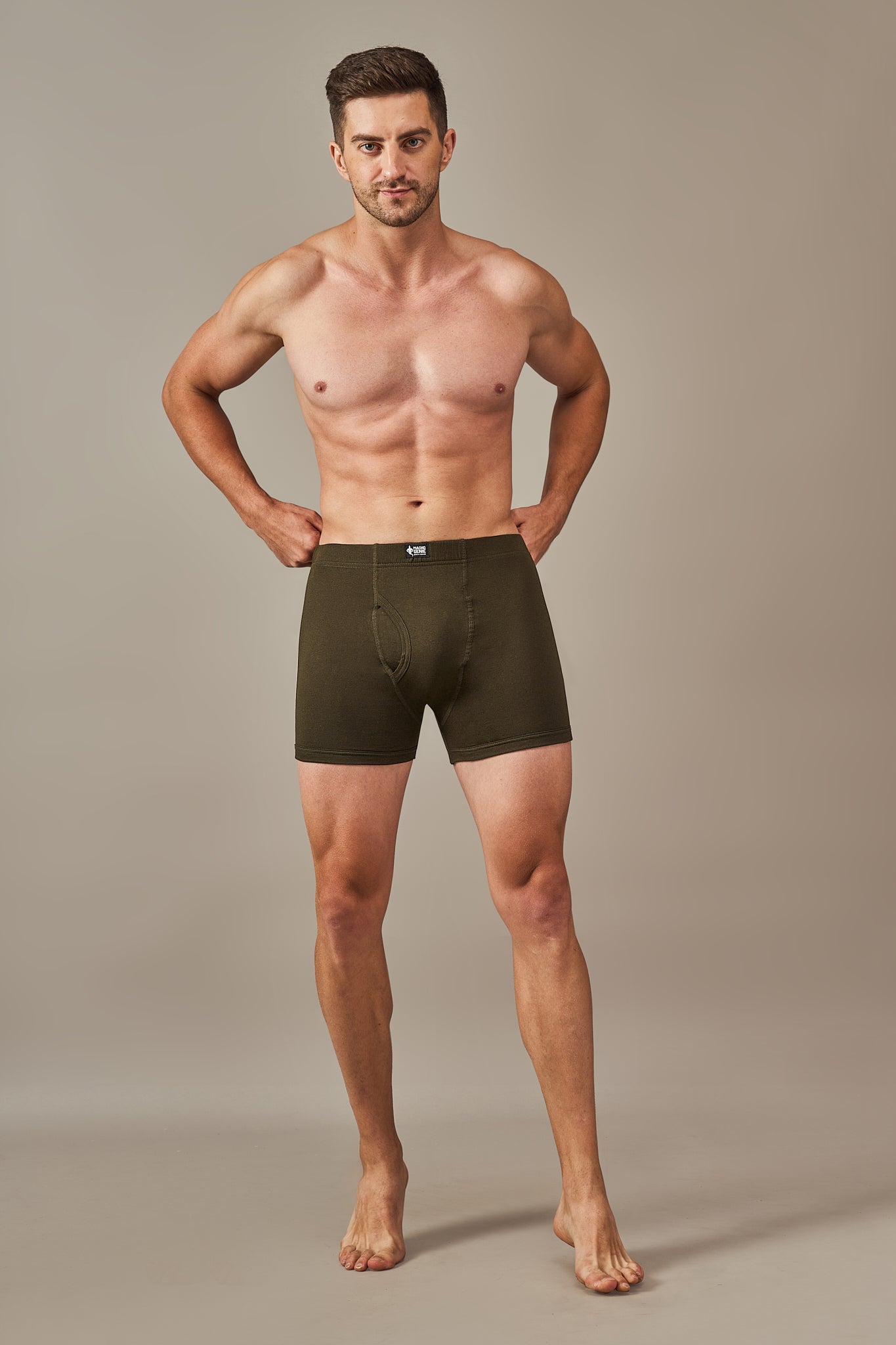 Macho Genie 100% cotton Sage Green boxer trunks from the All-Day Bliss collection, designed with a slim fit and breathable fabric for easy movement and all-day comfort.