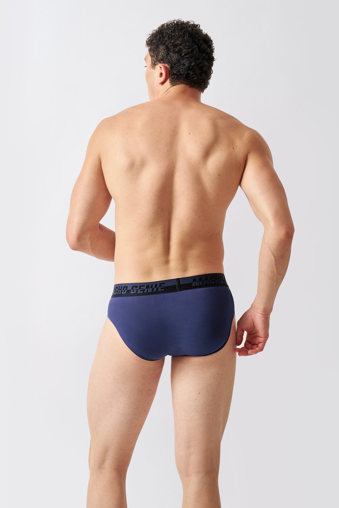 Macho Genie navy men's underwear with a stay-put waistband for all-day comfort