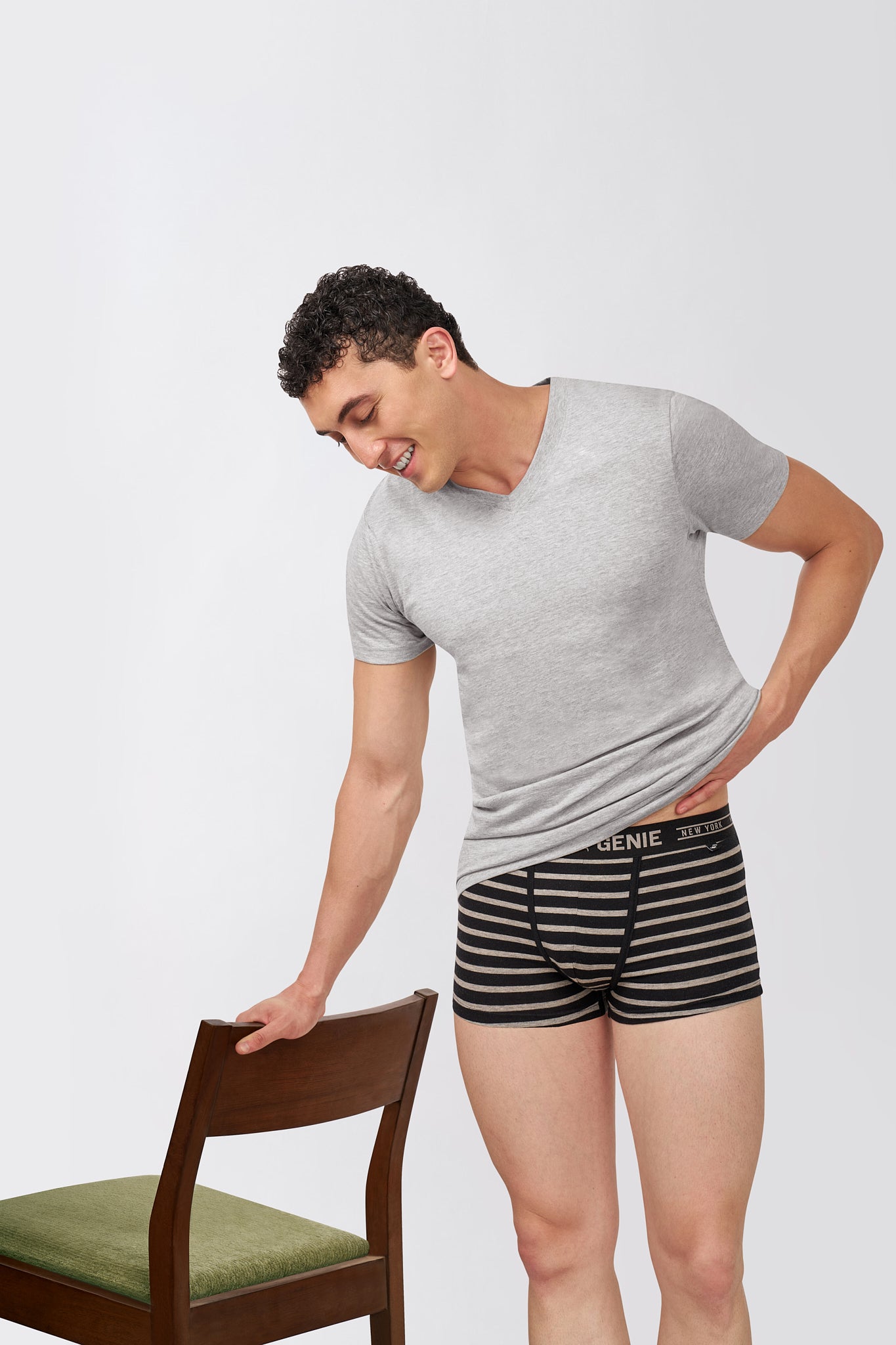 Macho Genie AeroCot Base+ men's grey V-Neck undershirt with a balanced neckline designed for comfortable layering under jackets and open-collar shirts