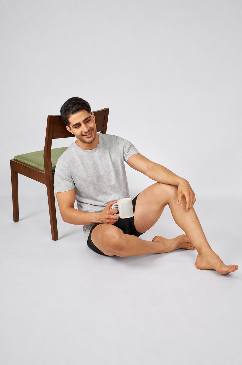 Macho Genie AeroCot Base men's grey round neck undershirt styled for relaxed homewear, lounging and comfortable everyday use