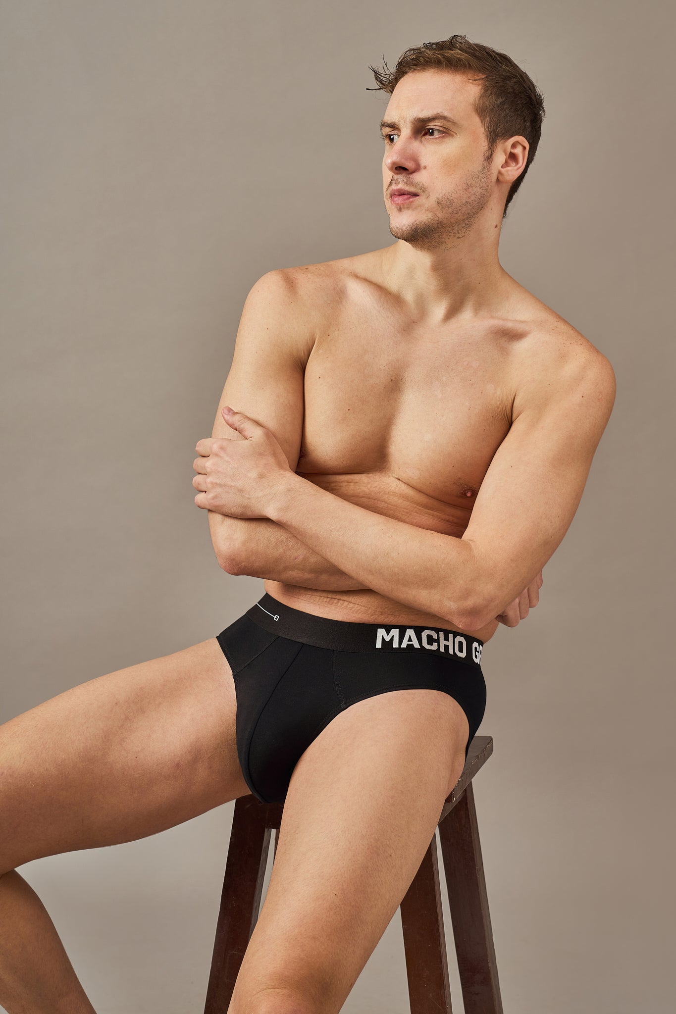 Macho Genie black premium modal briefs for men featuring buttery-soft fabric, a flexible non-digging waistband and a full coverage cut engineered for lasting everyday comfort