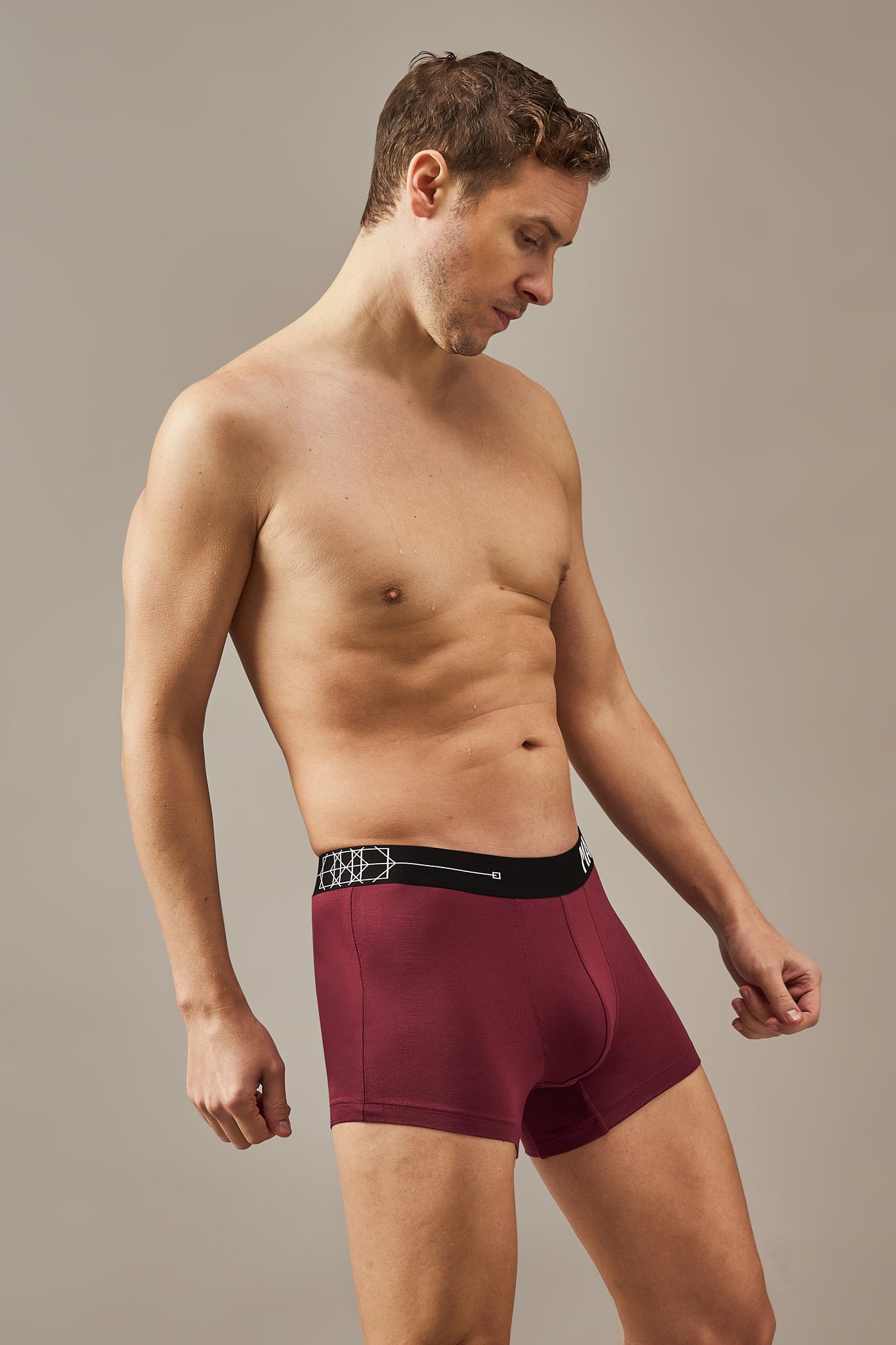 Macho Genie Merlot Wine solid modal trunks crafted from premium bio washed fabric with an ultra soft feel, flexible waistband and 3 inch seam for easy-moving daily comfort