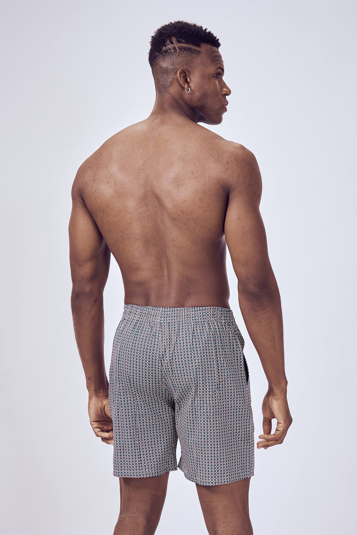 Macho Genie men’s dune beige woven boxers made from breathable 100% pure cotton with printed pattern, flexible waistband and pockets