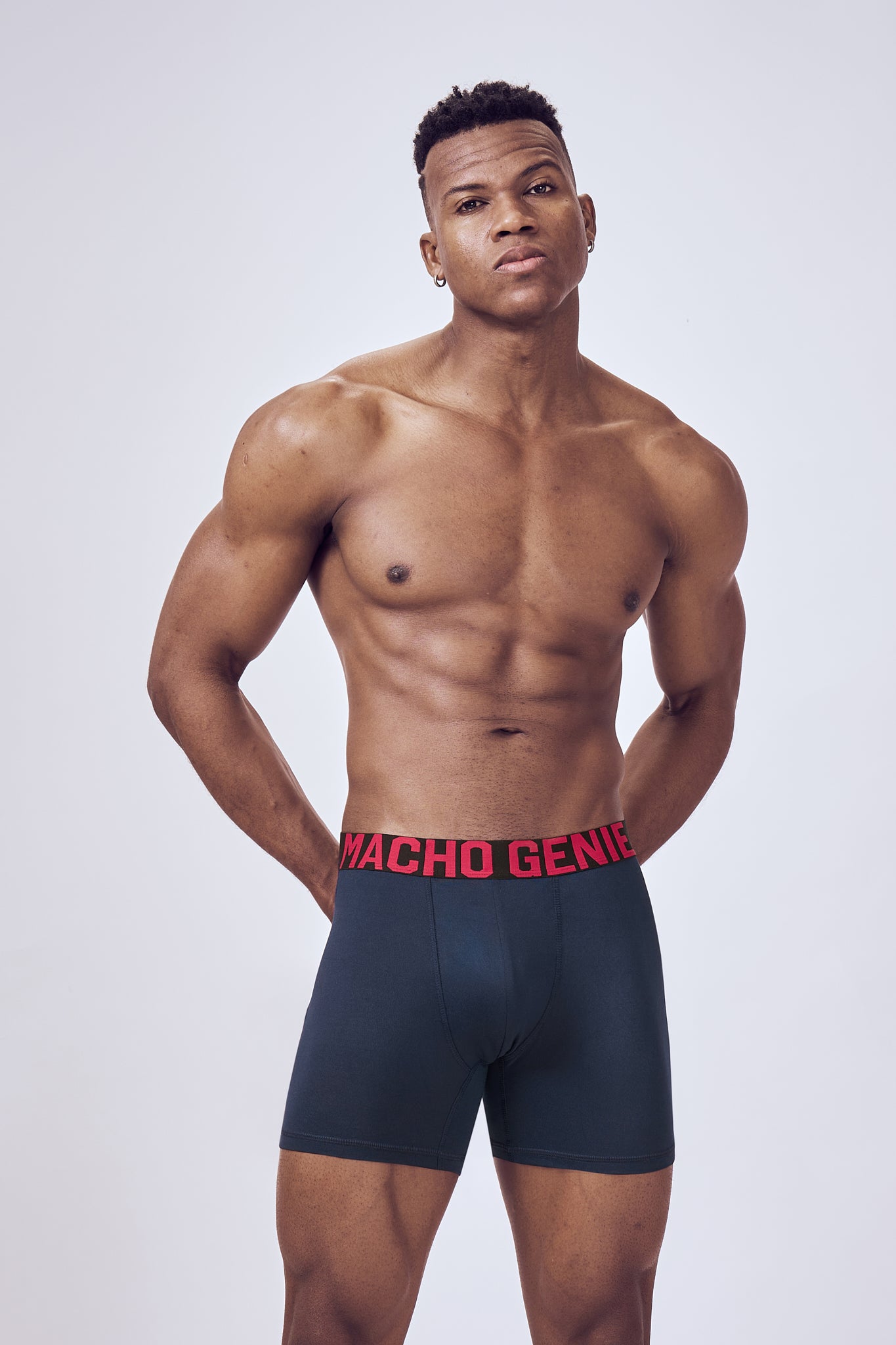 Macho Genie Men Dark Navy boxer brief inner wear with high stretch fabric, flexible waistband and compression support active wear