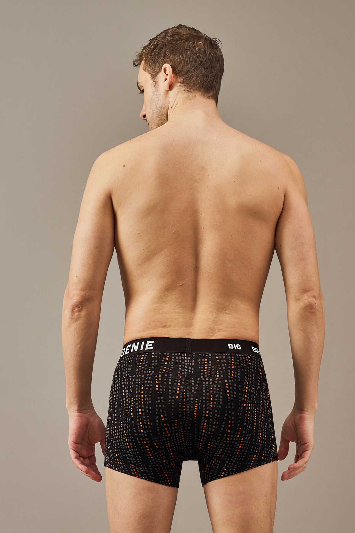 Macho Genie men’s ultra soft modal trunks with black vibrant prints, flexible waistband, comfortable fit and three inch inseam