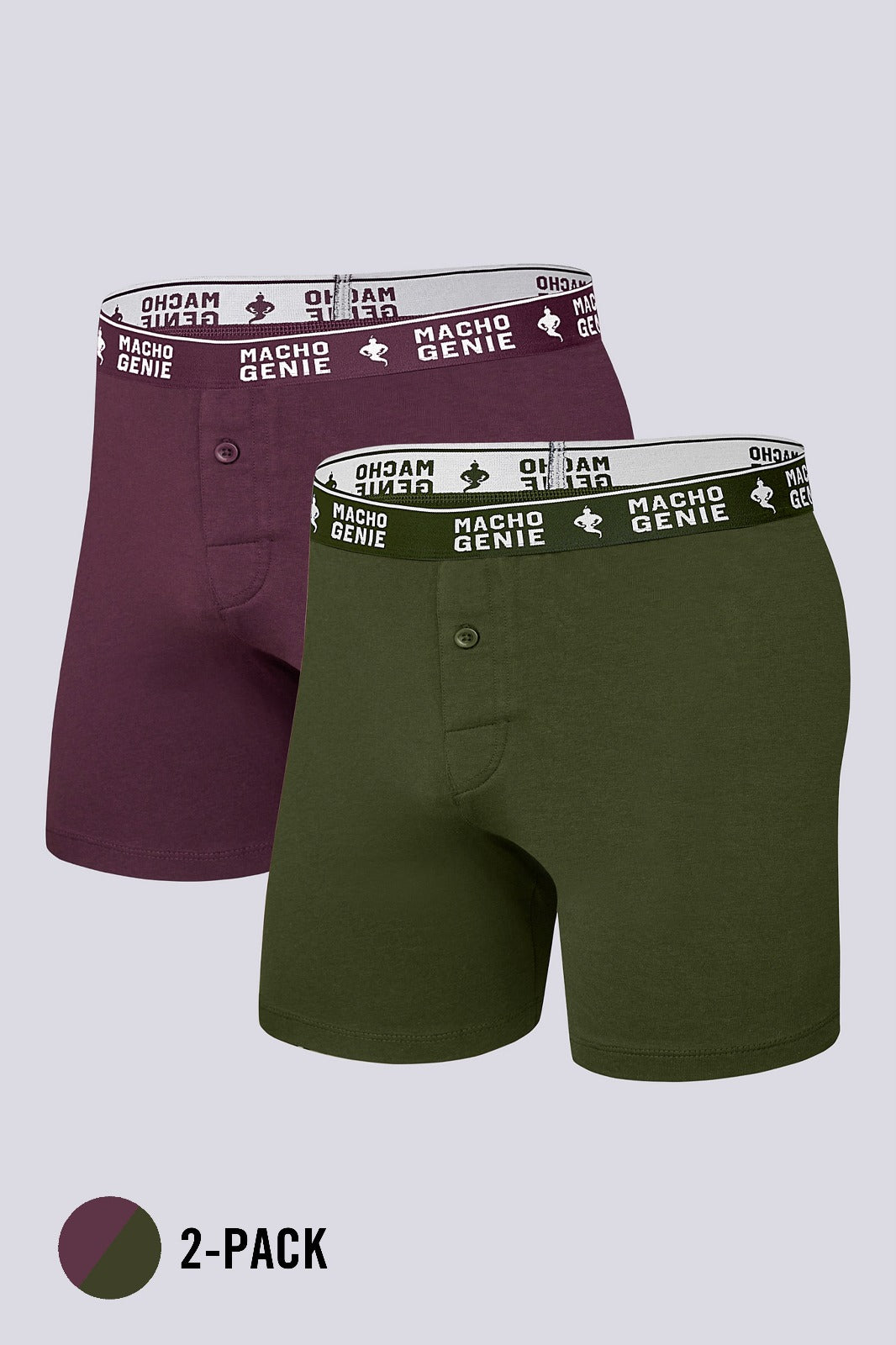 Men's Essentials - Timeless Comfort Classic Boxers - 2-Pack - Mulberry and Military Green