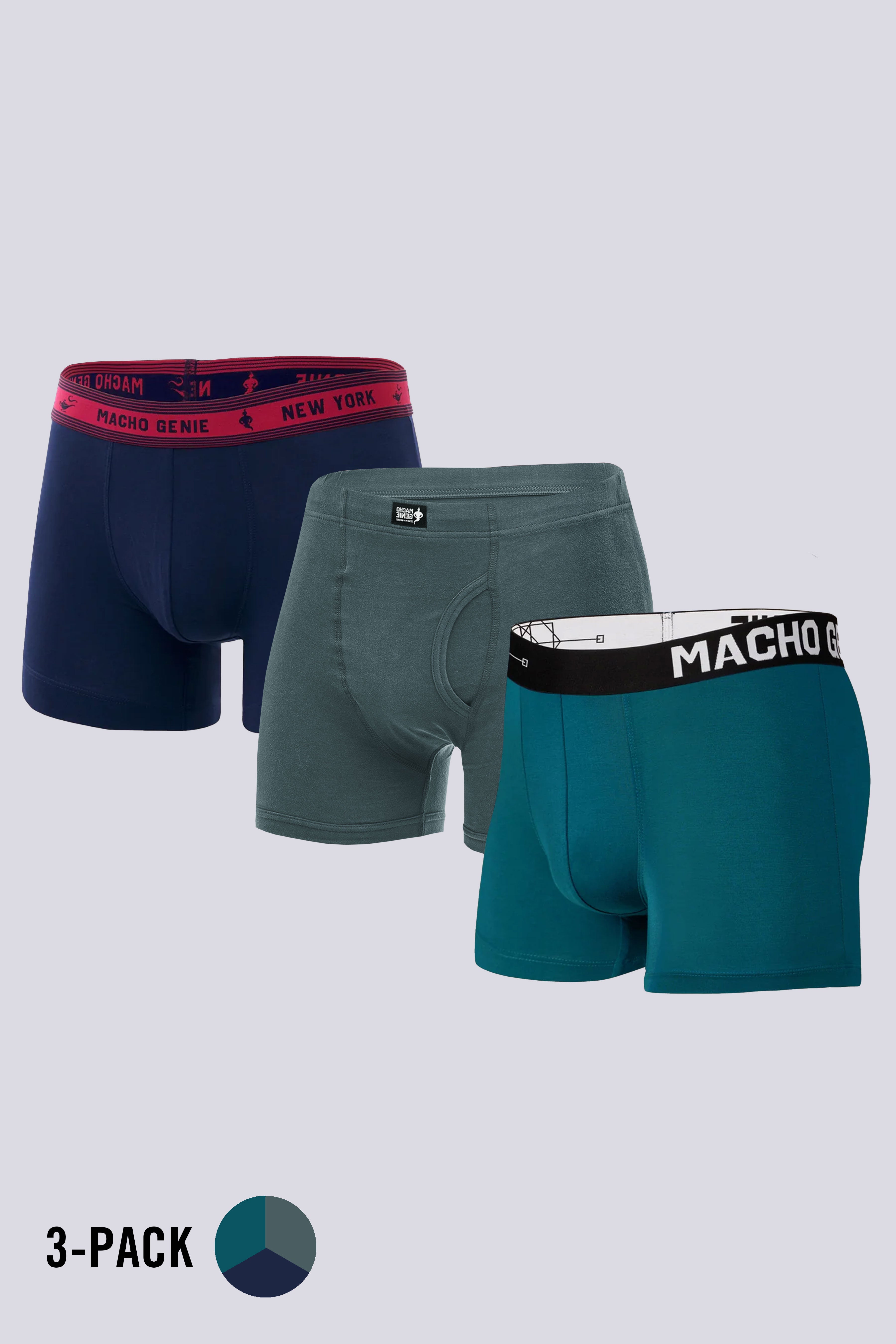Men's Essentials - Trunks - 3-Pack - Blue, Gray, and Navy