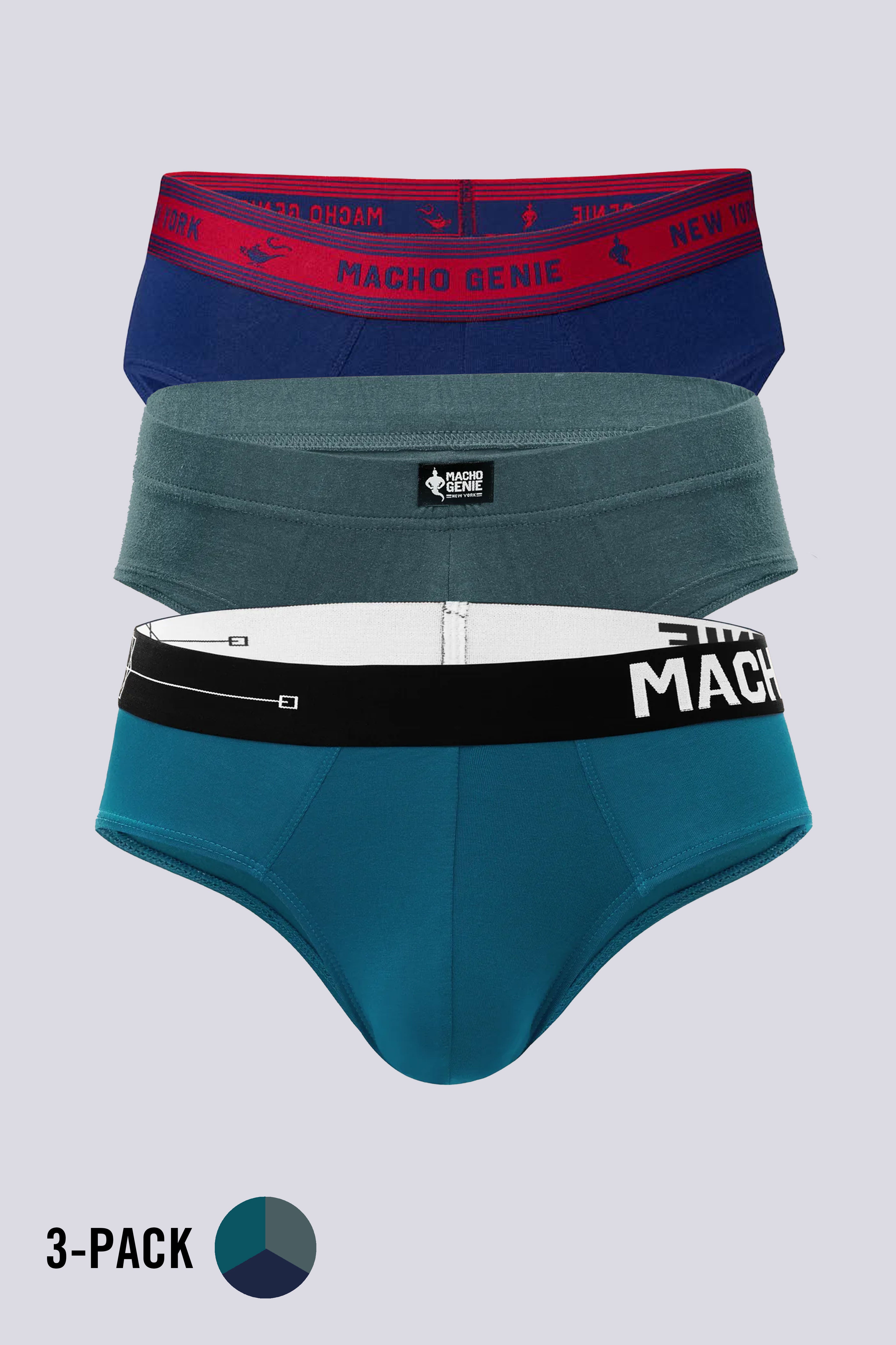 Men's Essentials - Y-Shaped Briefs - 3-Pack - Blue, Gray, and Navy