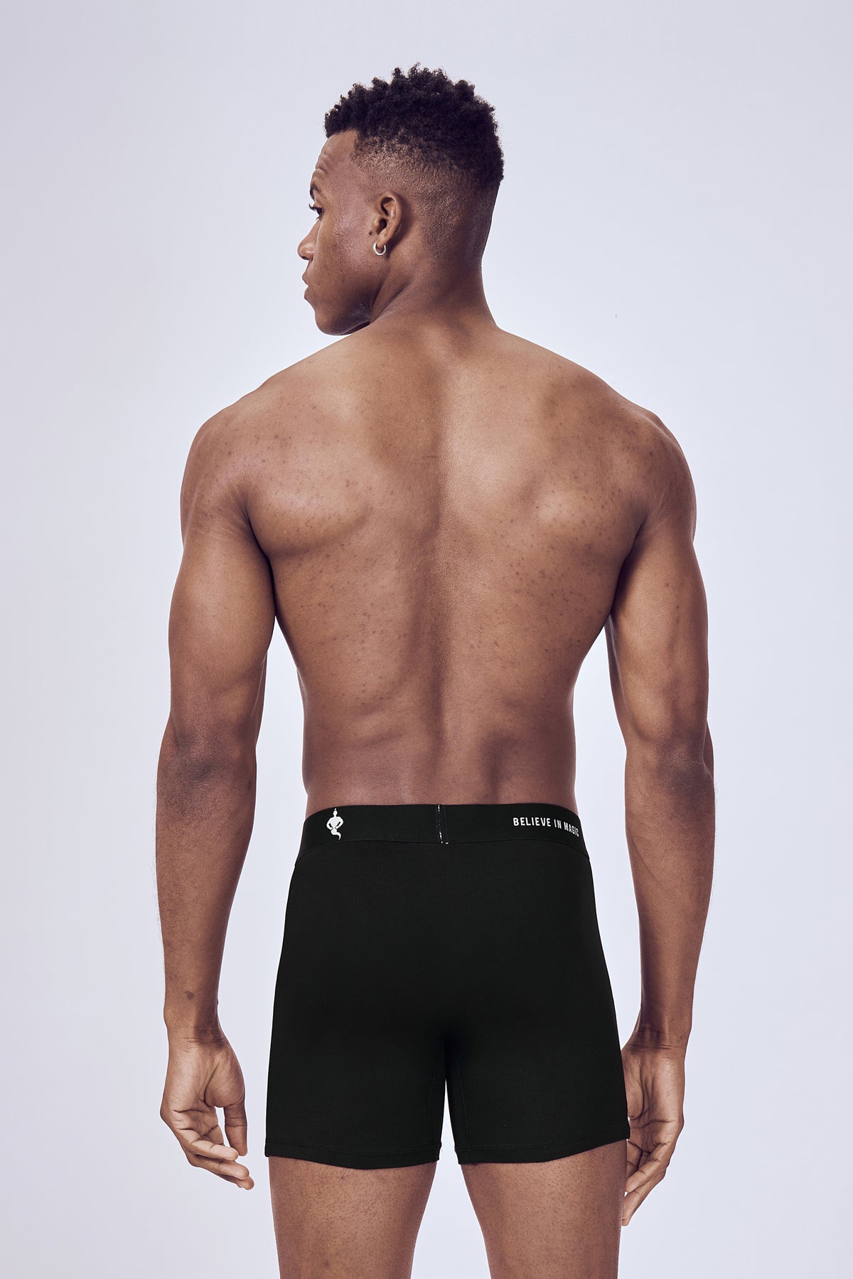 Macho Genie men black boxer brief underwear with compression fit and no ride up support