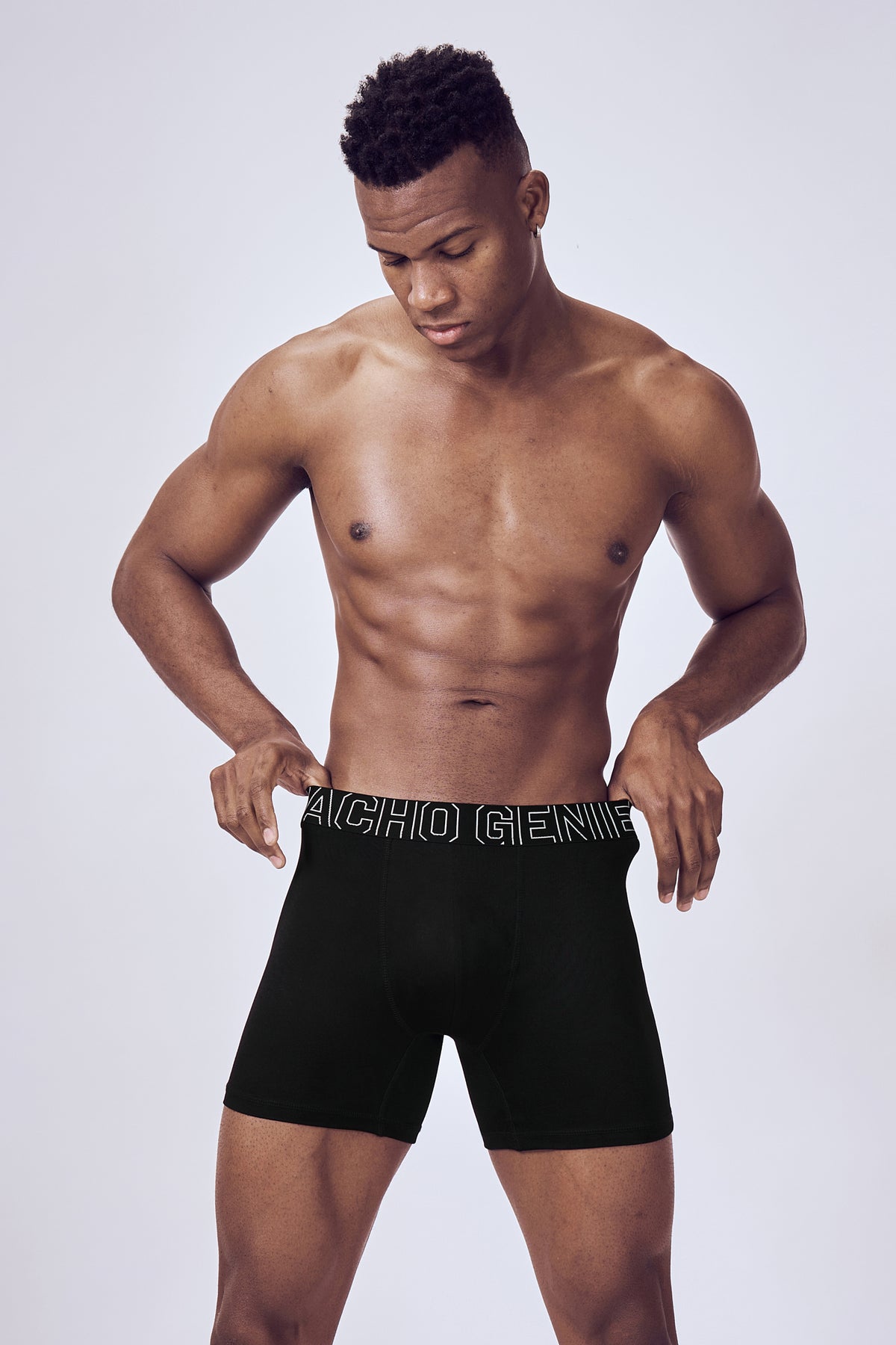 Macho Genie FlexCore boxer brief with microfibre fabric, flexible waistband and 6 inch inseam for high performance
