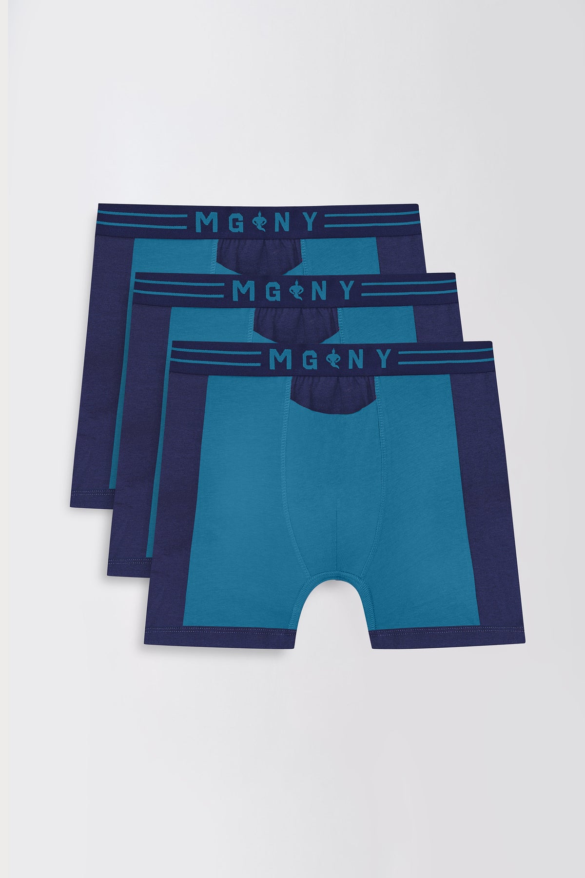 Men's Essentials - BreatheZone DualTone Cotton Spun Boxer Briefs - 3-Pack - Manhattan Blue