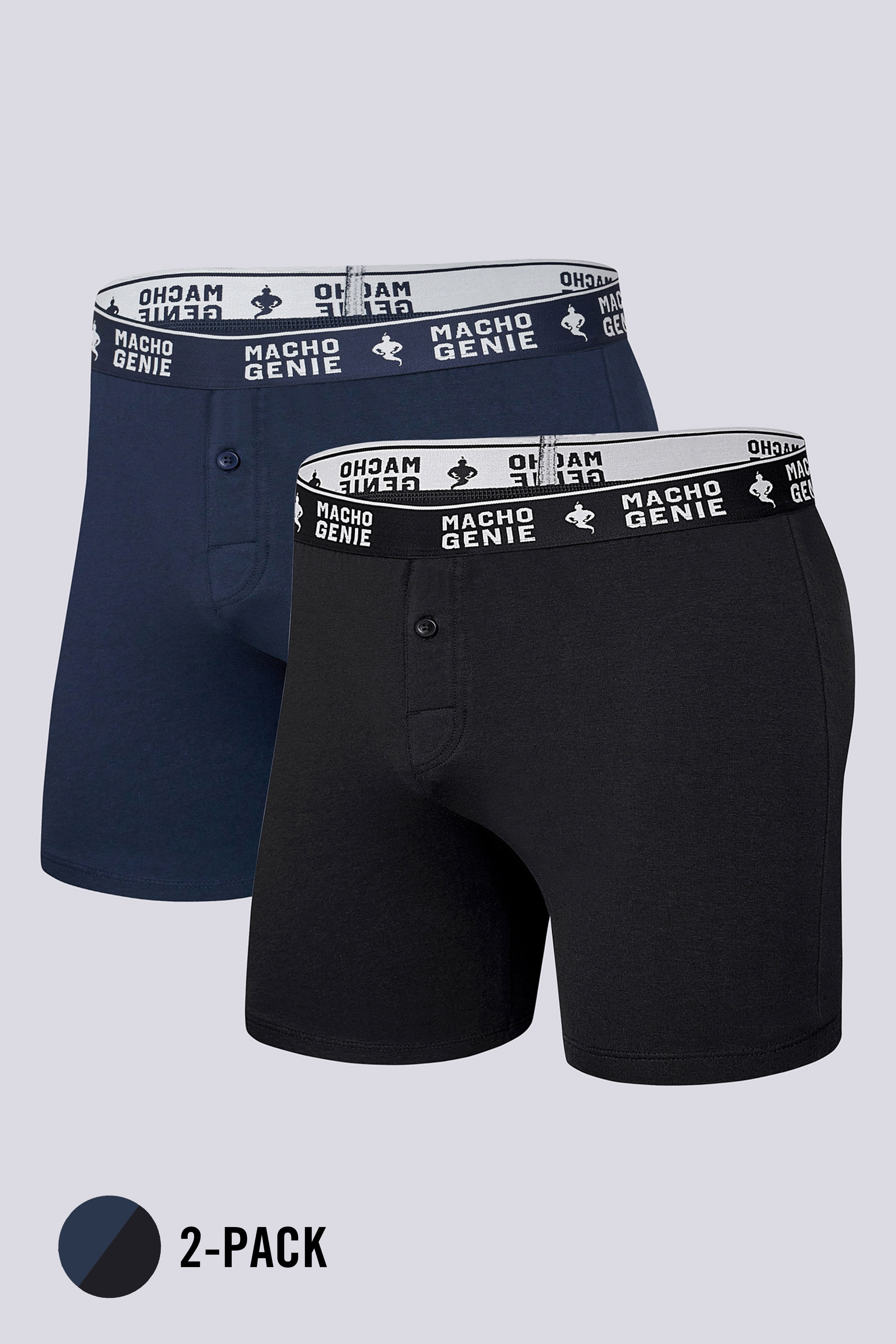 Men's Essentials - Timeless Comfort Classic Boxers - 2-Pack - Blue and Black
