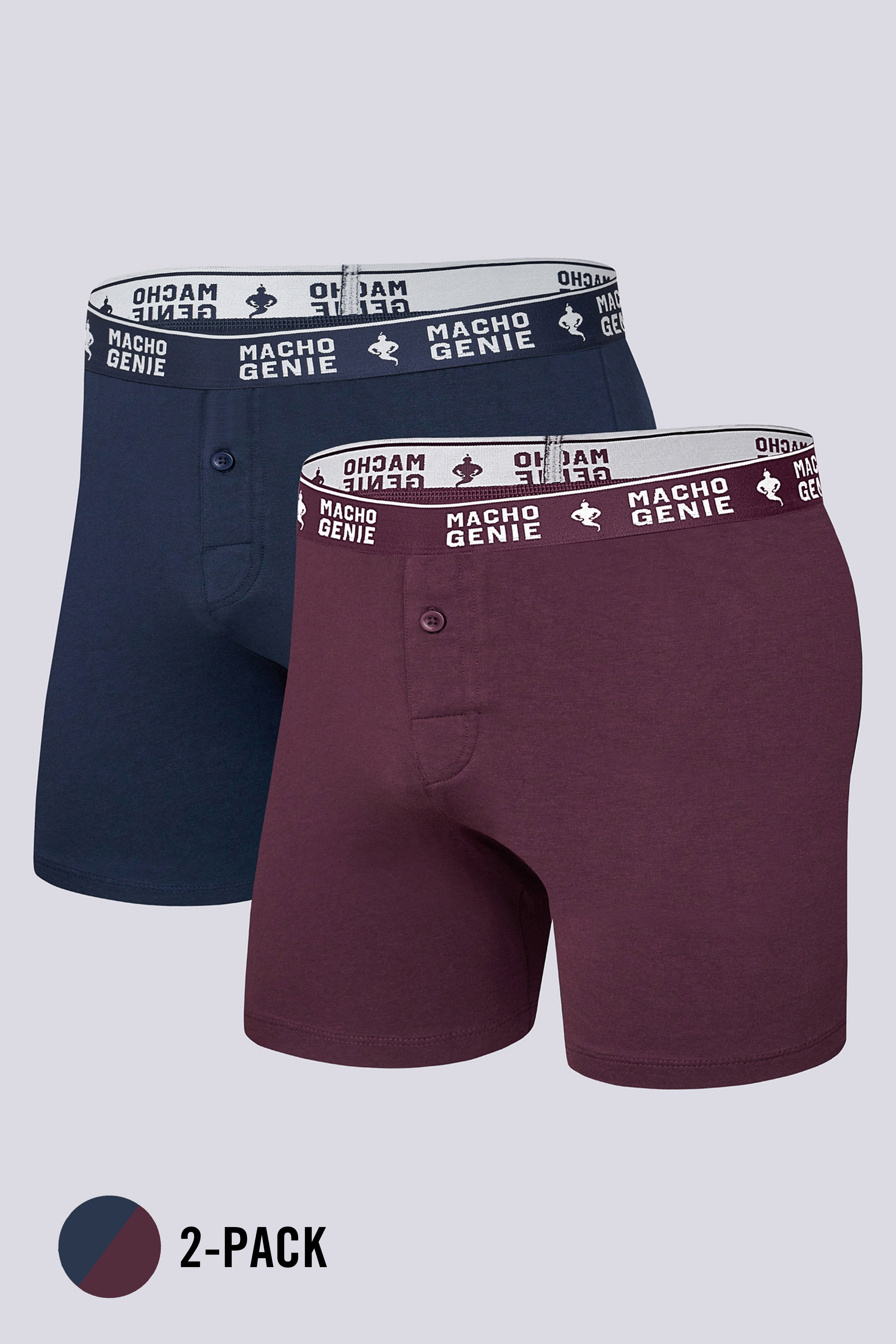 Men's Essentials - Timeless Comfort Classic Boxers - 2-Pack - Mulberry and Blue