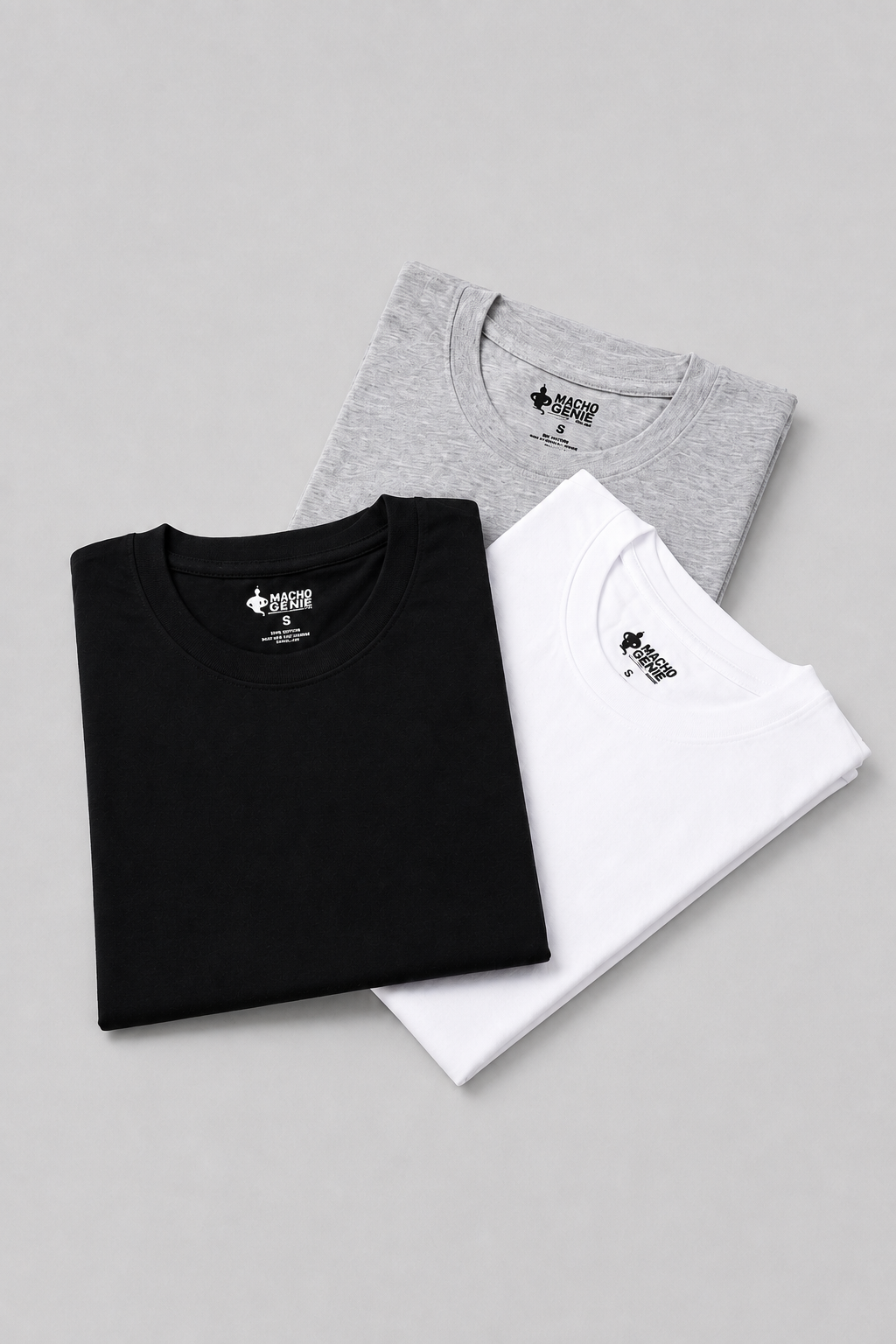 Men's Essentials - AeroCot Round Neck Undershirt - 3-Pack - Black, White and Gray