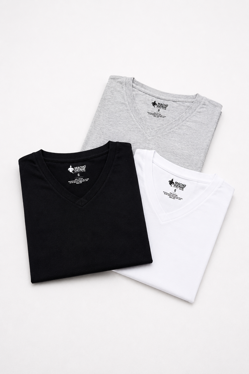 Men's Essentials - AeroCot V-Neck Undershirt - 3-Pack - Black, White and Gray