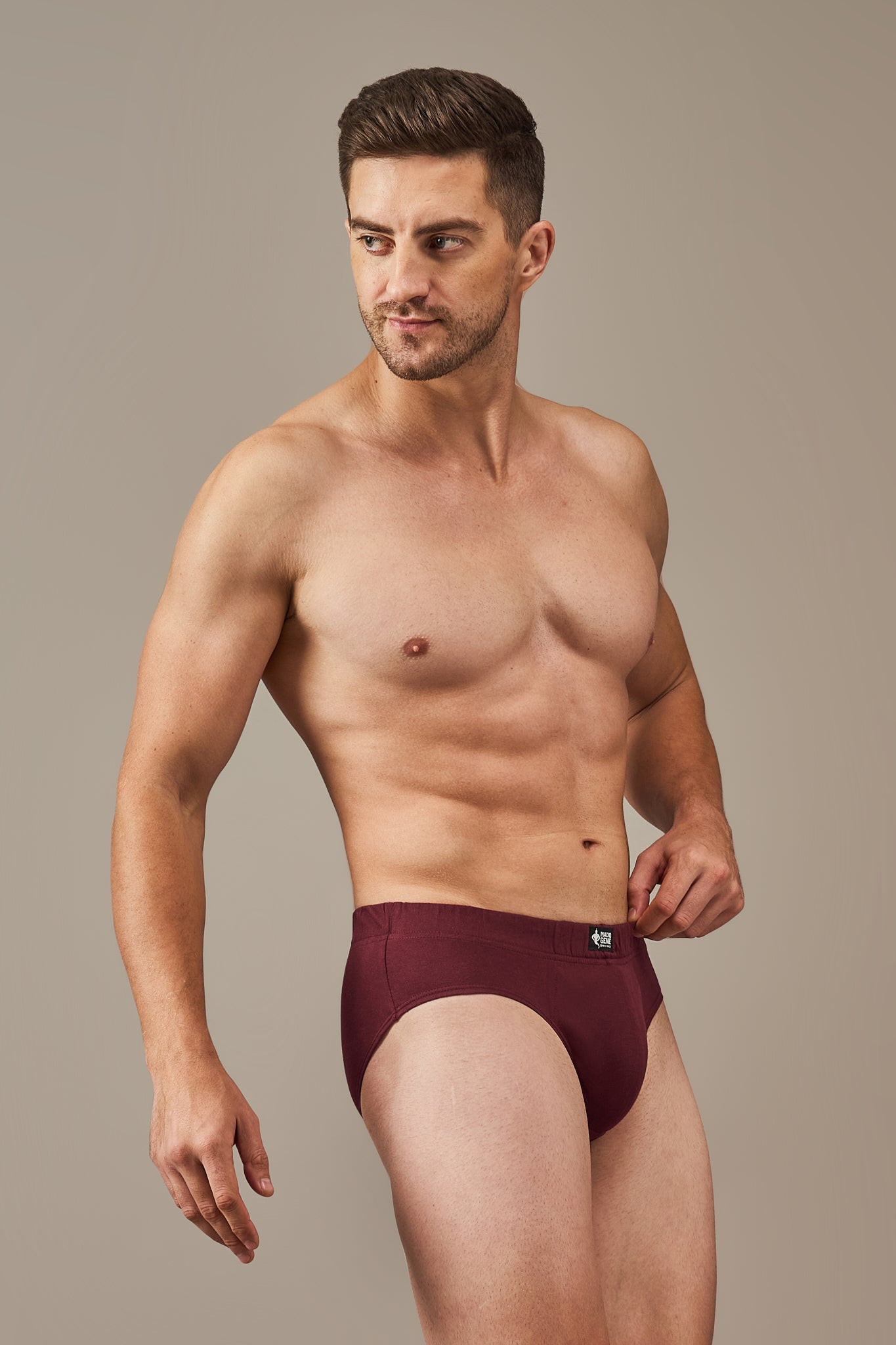 Macho Genie Burgundy Wine Y-shaped briefs made from 100% cotton with a comfortable full coverage fit, soft breathable fabric and flexible waistband designed for easy everyday movement.
