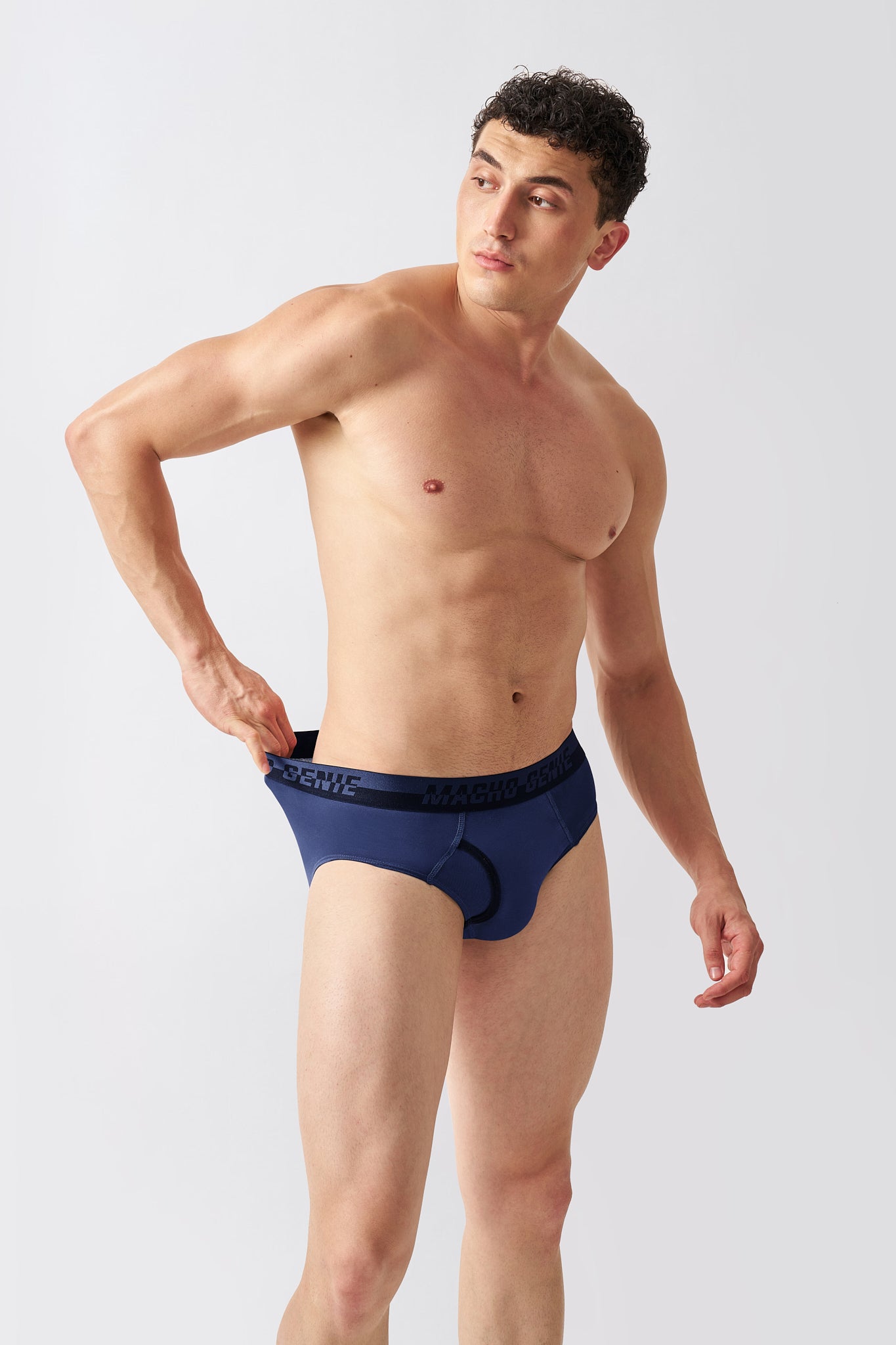 Macho Genie cotton briefs for men in Navy with a supportive pouch and comfortable fit