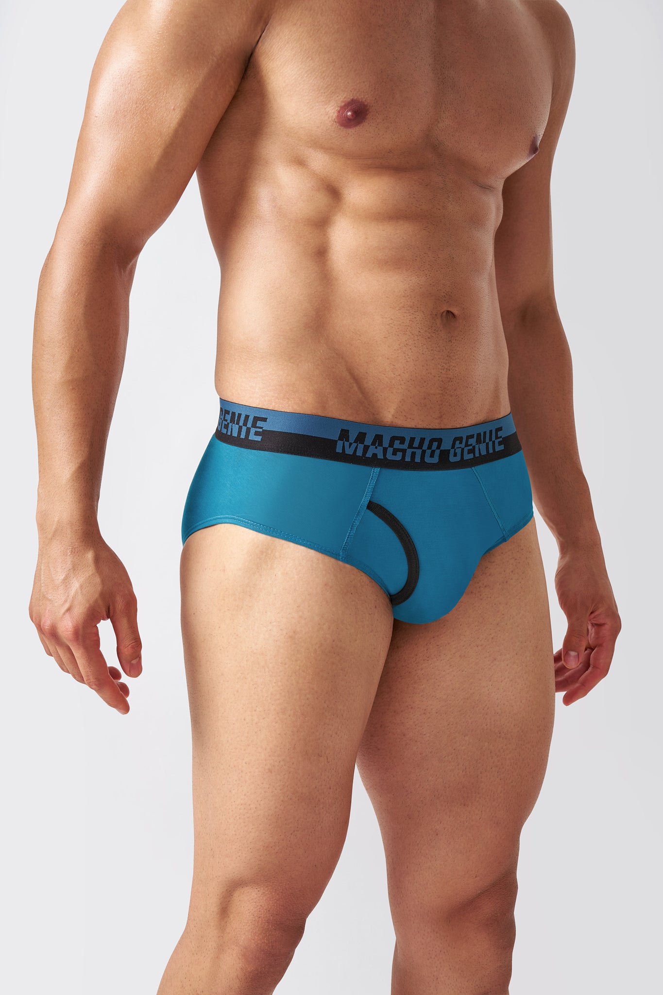 Macho Genie men's Blue briefs made with soft cotton stretch fabric and a functional front fly