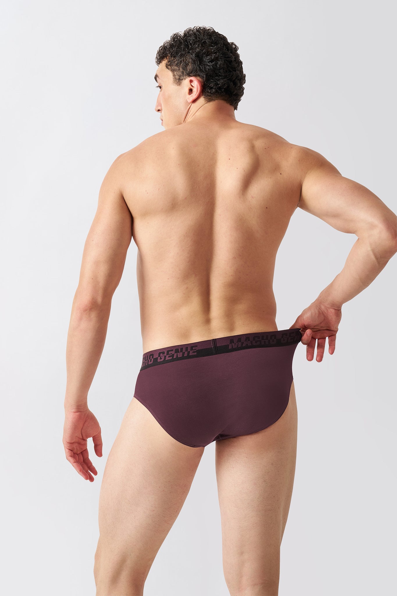Macho Genie Burgundy men's underwear with a stay-put waistband for all-day comfort