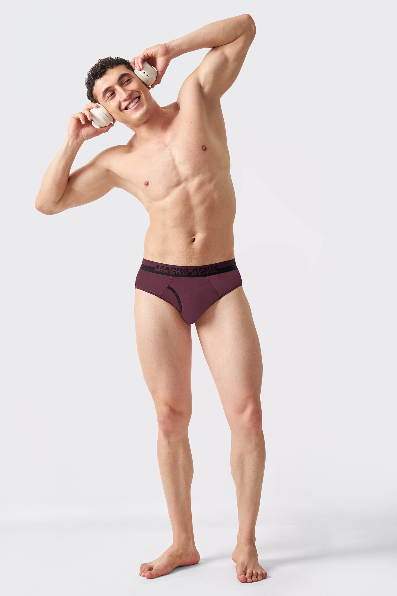 Macho Genie men's cotton briefs in Burgundy with soft breathable cotton