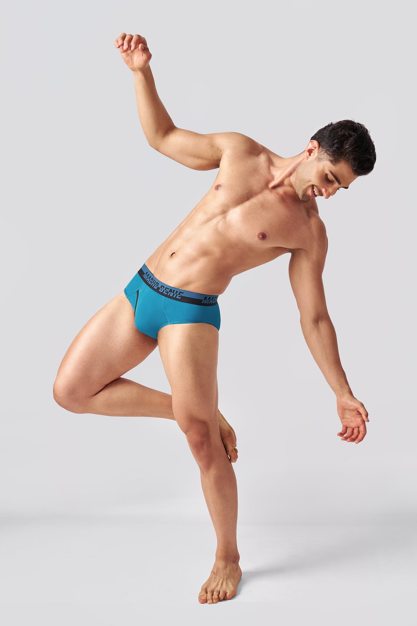 Macho Genie Arctic Blue Supima Blend briefs designed for flexible movement and all-day comfort