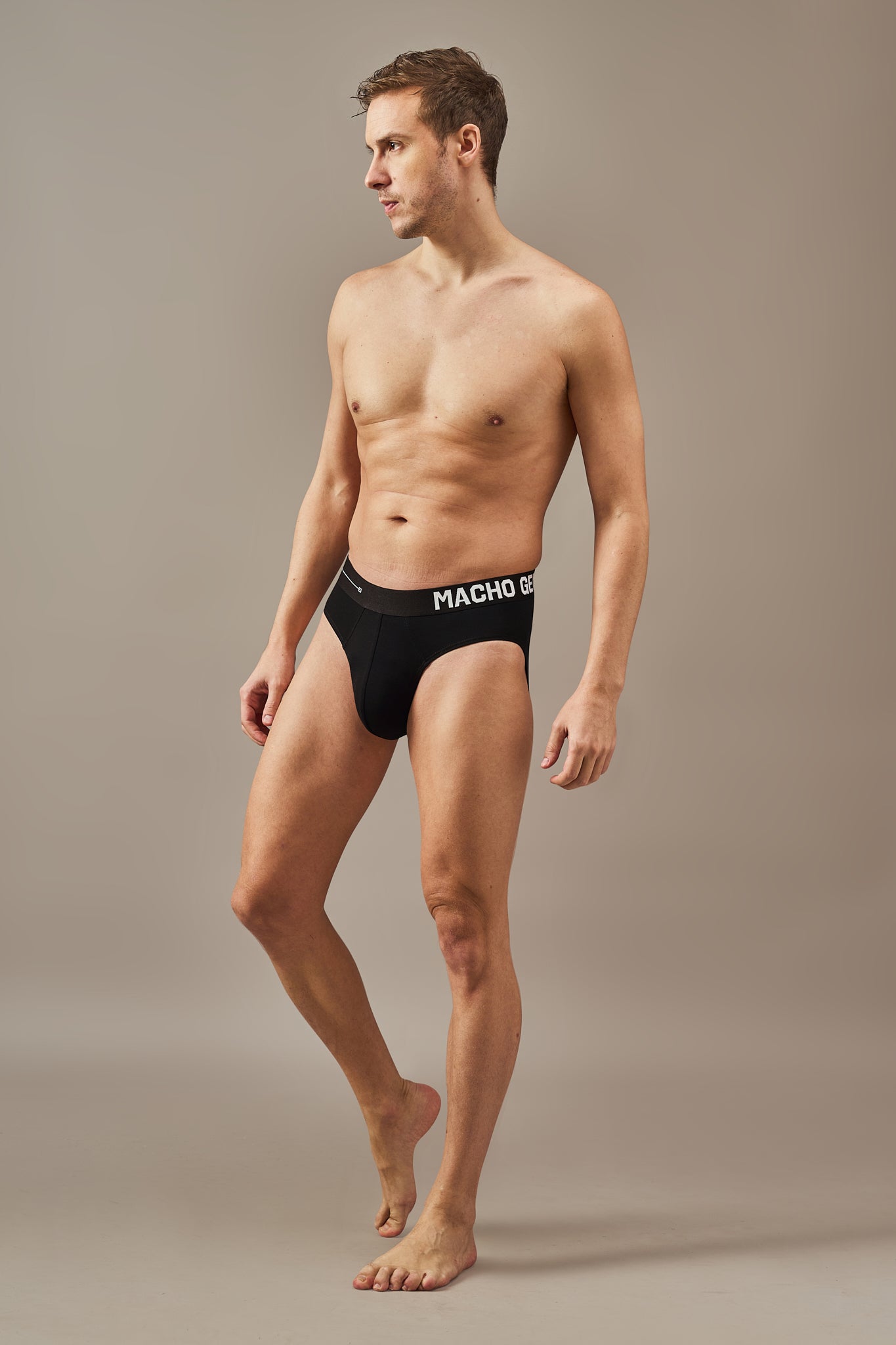 Macho Genie classic black modal briefs for men with a tailored Y-shaped cut, silky breathable fabric and secure full coverage design for comfortable everyday wear