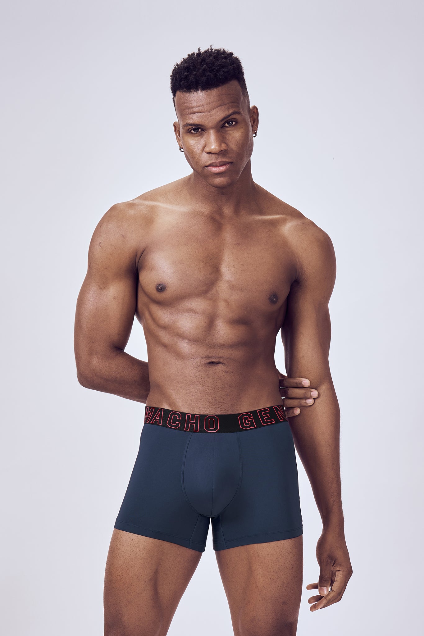 Macho Genie Evercore Performance Compression Blue Trunks featuring a flexible waistband and close-fitting construction for unrestricted movement