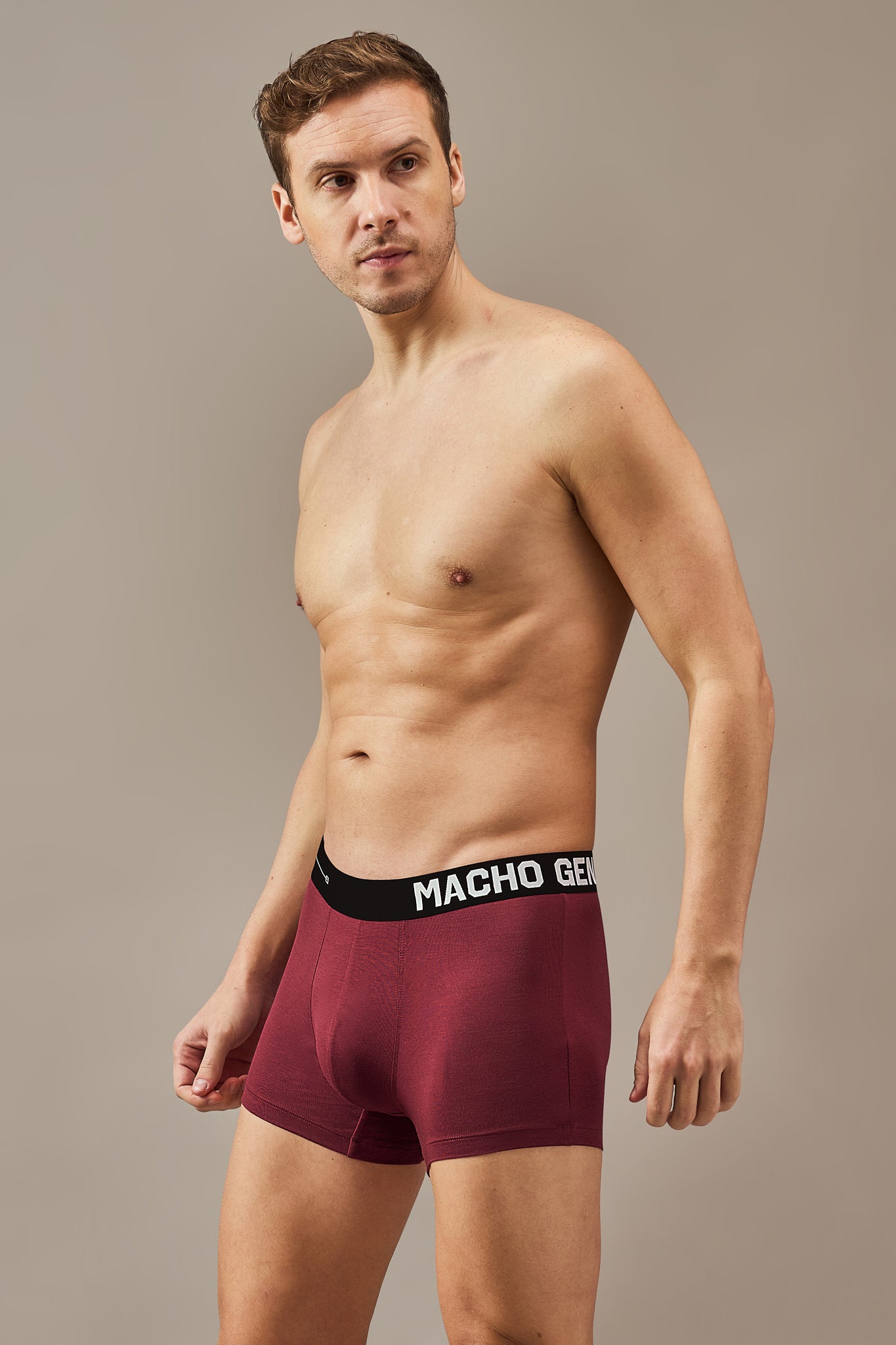 Macho Genie premium maroon modal trunks with an ultra soft bio wash finish, flexible waistband and tailored fit for smooth, breathable everyday comfort.