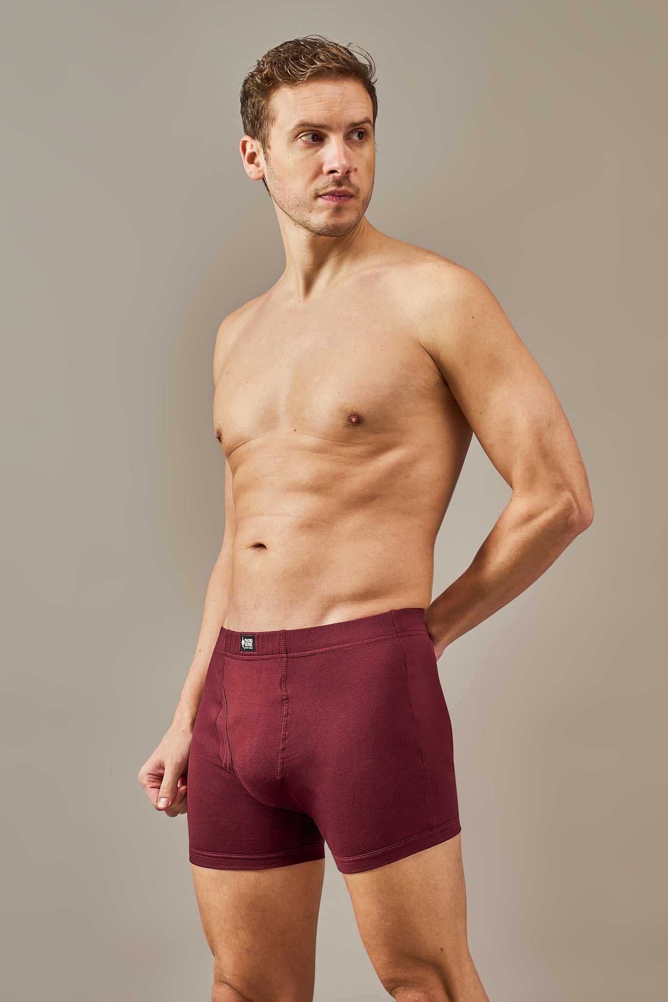 Macho Genie 100% cotton Burgundy Wine boxer trunks from the All-Day Bliss collection, featuring a soft feel, breathable fabric, and slim fit for comfortable everyday wear.