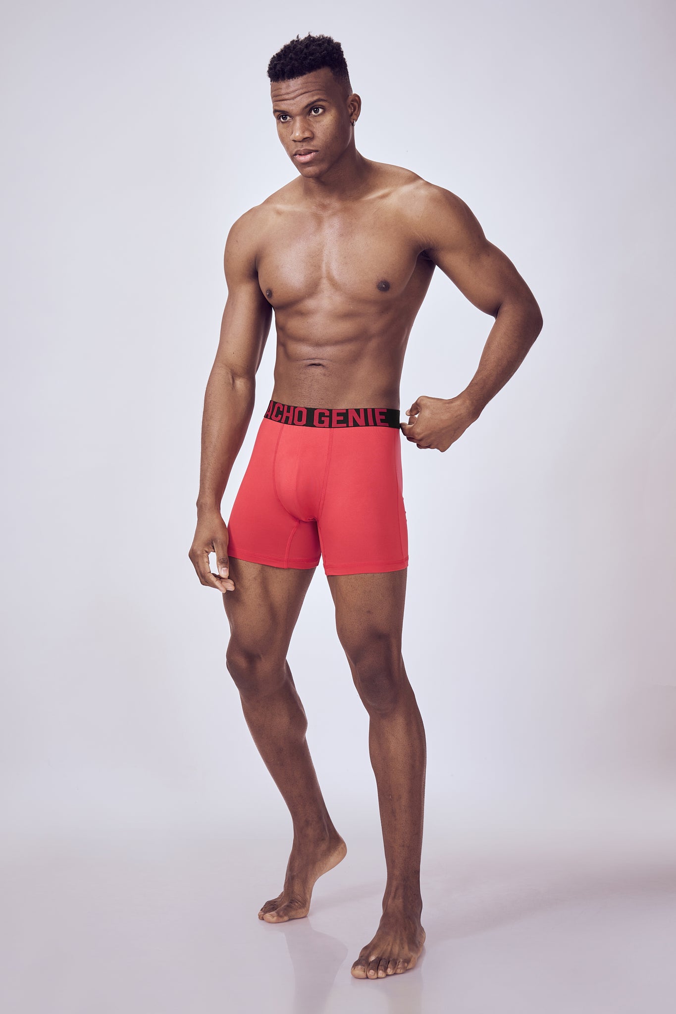 Macho Genie Men Blaze Red boxer brief inner wear with high stretch fabric, flexible waistband and compression support active wear
