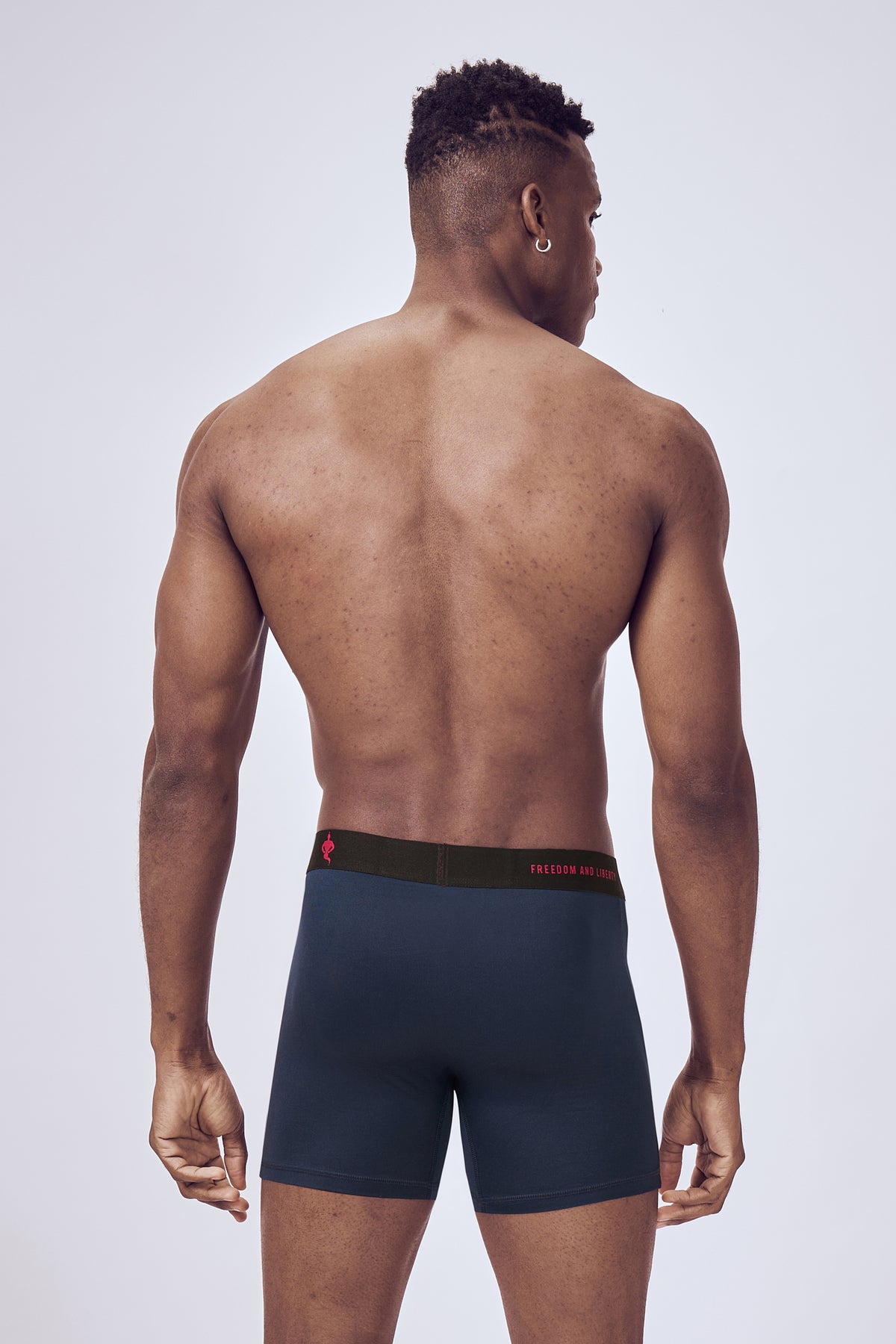 Macho Genie  men Dark Navy boxer microfiber brief with compression, flexible waistband and no ride up support with six inch inseam 
