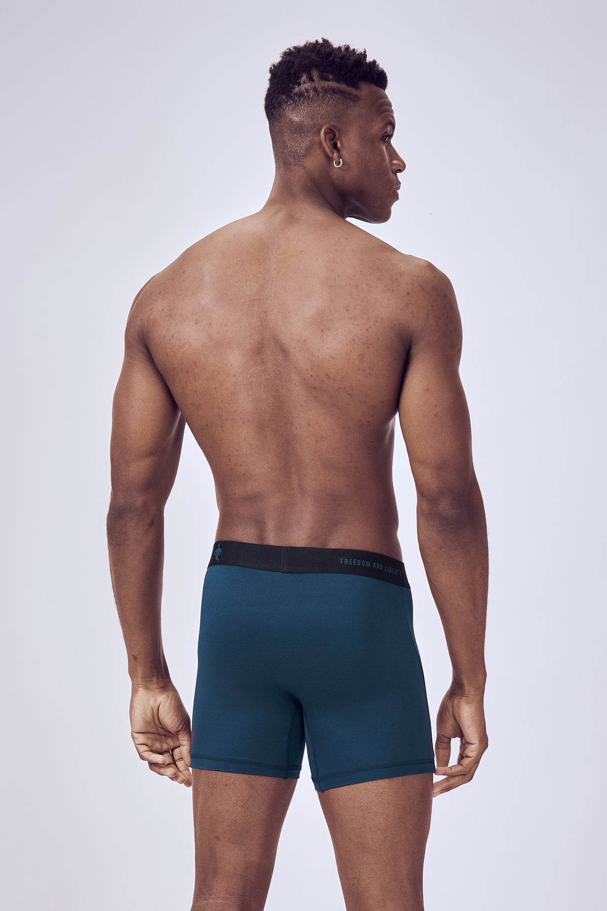 Macho Genie  men Sailor Blue boxer microfiber brief with compression, flexible waistband and no ride up support with six inch inseam 