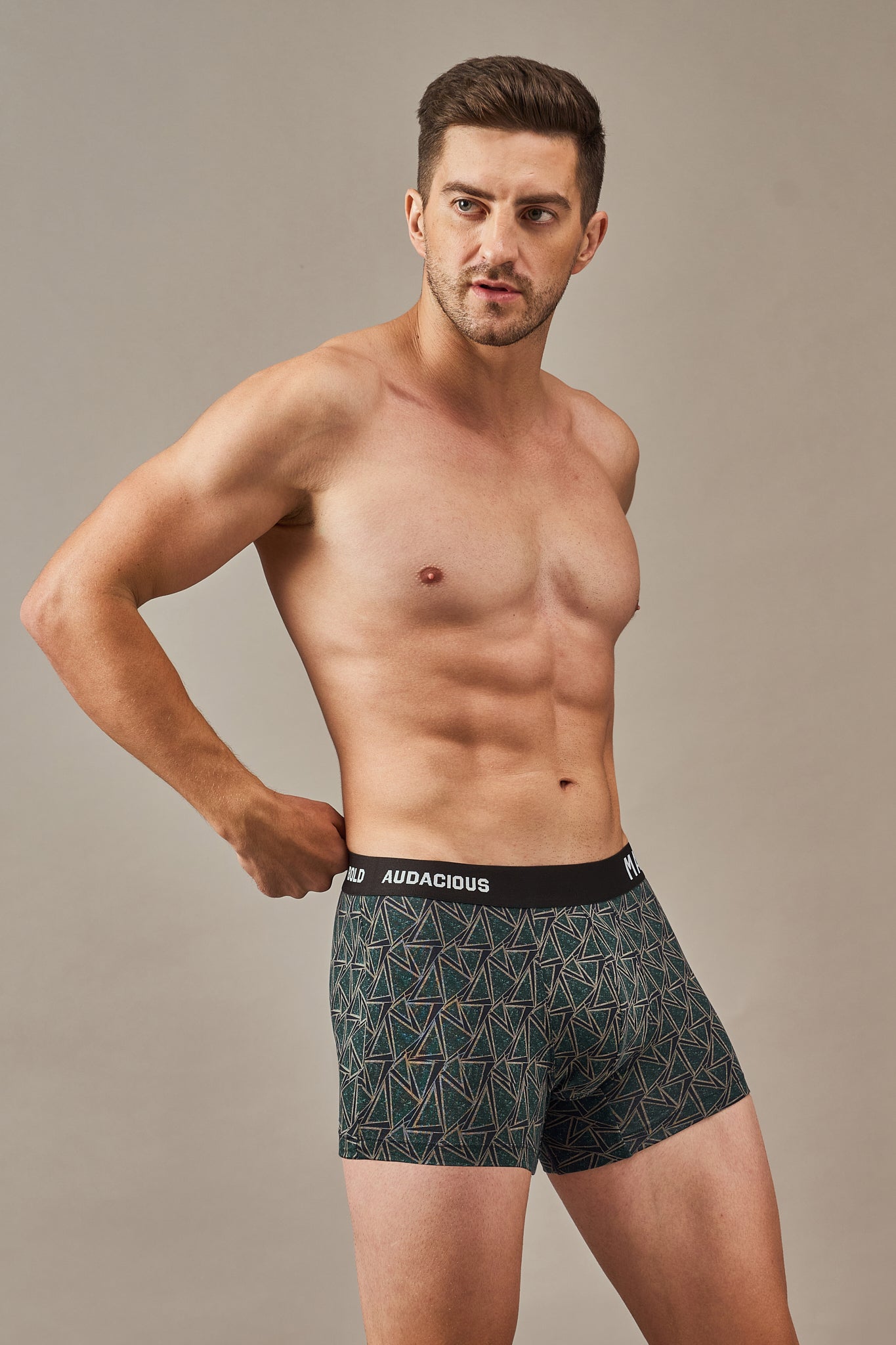 Macho Genie men’s Blue printed modal underwear crafted from ultra soft fabric with vibrant prints, flexible waistband and three inch inseam