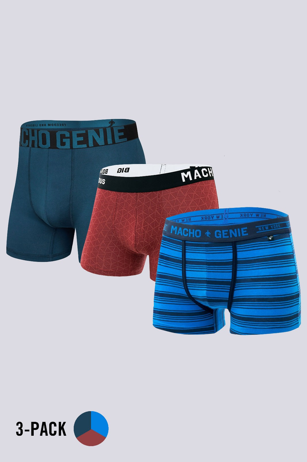 Men's Essentials - Trunks - 3-Pack - Sailor, Red and Blue